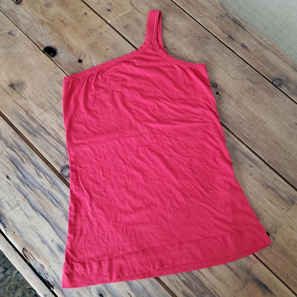 Theory Women's One Shoulder Lightweight Red Tank Top Size Large